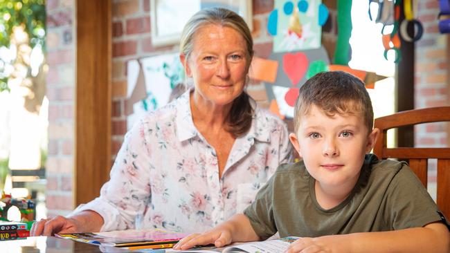 Patterson Lakes mother Tracey Daw is settled in for five days of lockdown with no school for son Henry, 6 Picture: Mark Stewart