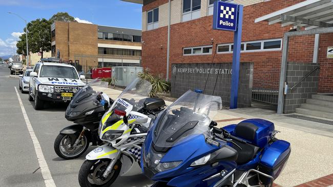 There has been a heavy police presence on the Mid-North Coast following an alleged shooting spree over 80km and a massive police operation on Thursday. Pictured is Kempsey Police Station. Picture: Janine Watson