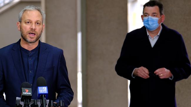 Daniel Andrews and Victoria chief health officer Brett Sutton. Picture: NCA NewsWire / Luis Ascui