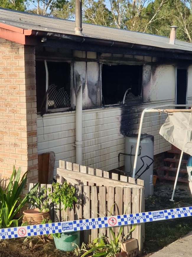 A man rescued a toddler form a burning house in Stewart Tce on Tuesday night. The fire gutted the home. Photo: Frances Klein