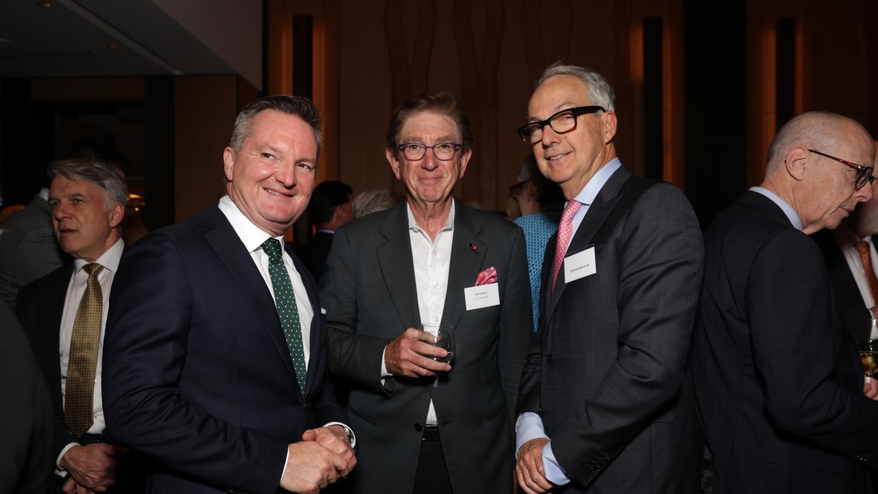 Climate and Energy Minister Chris Bowen, PWC’s John M Green and former CEO of Macquarie Group Nicholas Moore. Picture: Jane Dempster