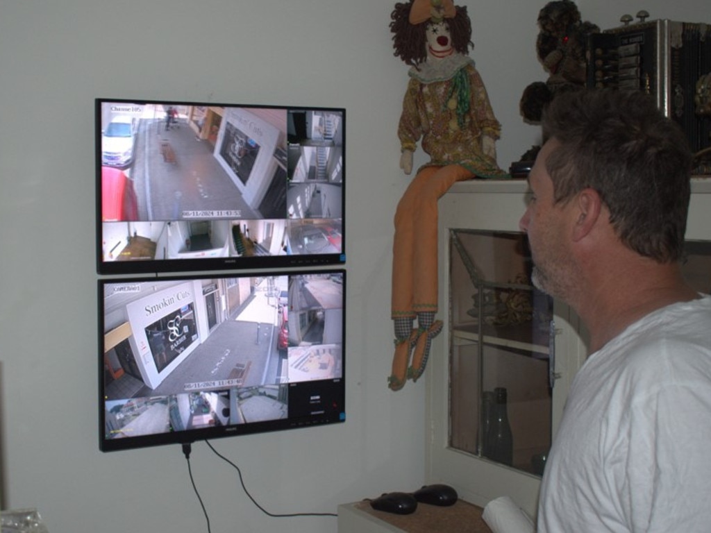 Maryborough CBD resident Daniel Beattie has had to install multiple security cameras and bars on his windows as crims wreak havoc in the city's streets. PHOTOS: Phillip Clynes-Clinton