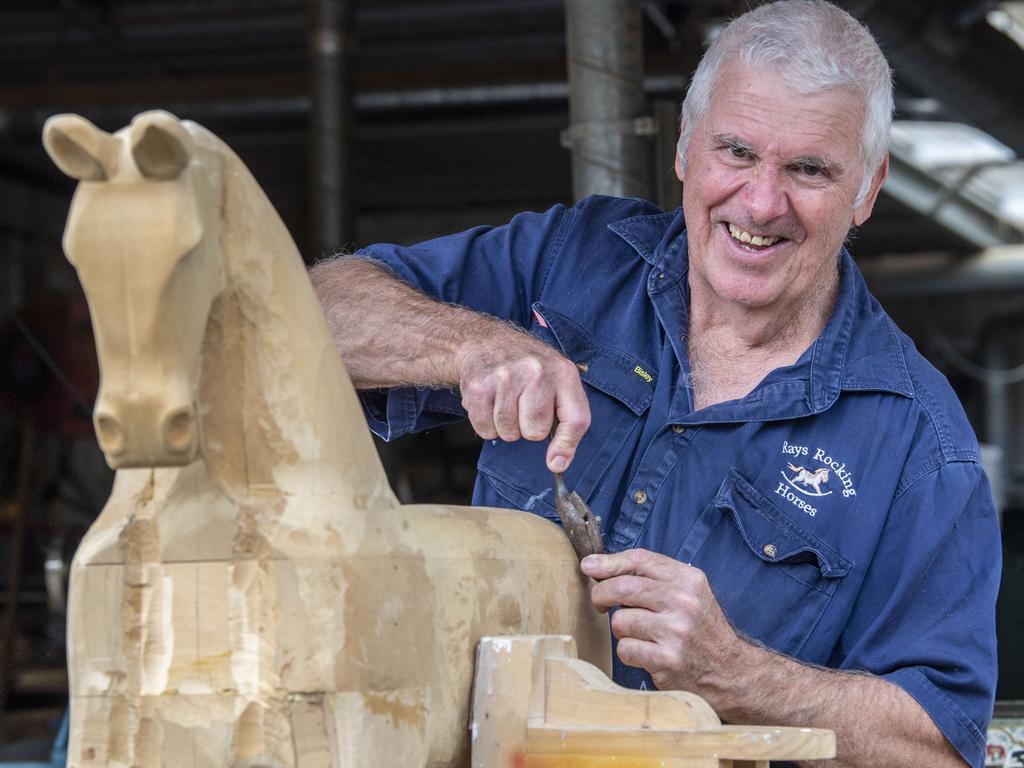 Toowoomba and District Woodcrafters member Ray Montey at the Toowoomba Royal Show. Saturday, March 26, 2022. Picture: Nev Madsen.