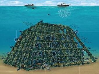 Detailed look at artist's impression of the pyramid diving site. Picture: supplied