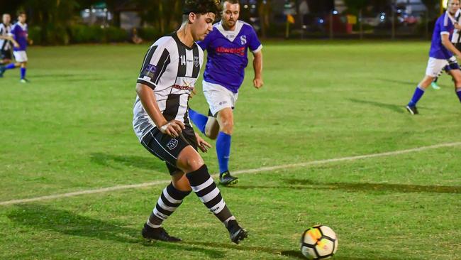 Luke Smith with the ball for last year’s premiers Bingera. There might be no more games in the Wide Bay Premier League this season due to the coronavirus pandemic.