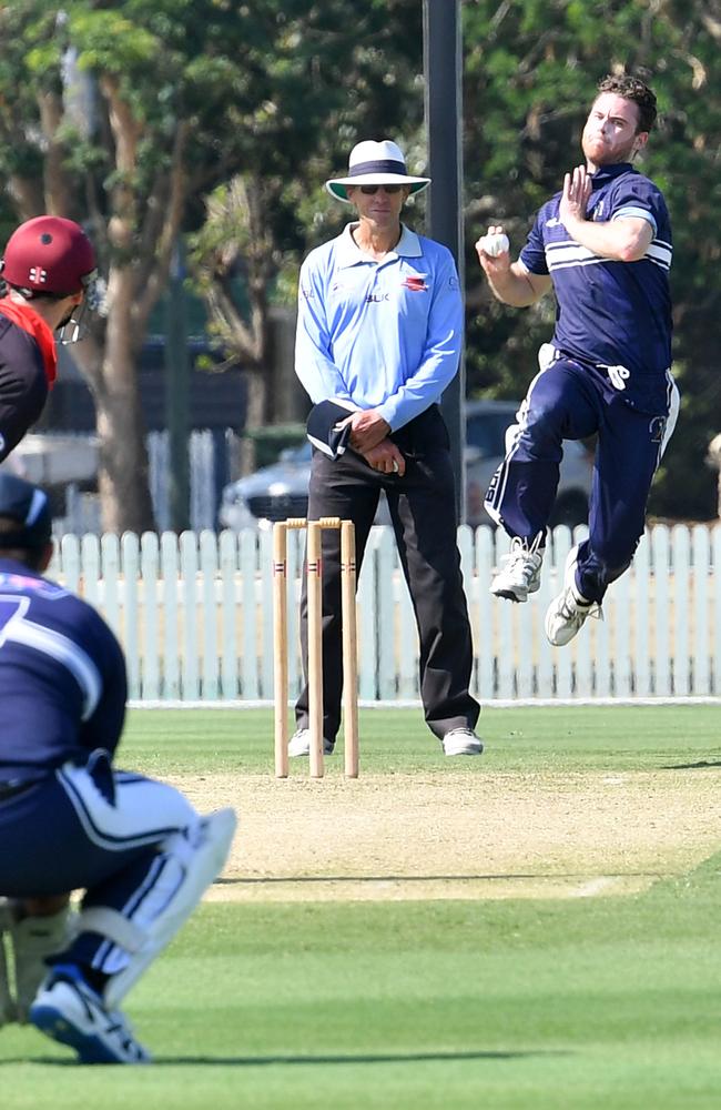 Brothers Matthew Wicks bowling to Norths batter Peter Shepherd.