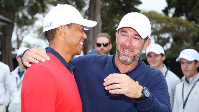 Tiger Woods and caddie Paul Tesori. (Photo by Warren Little/Getty Images)