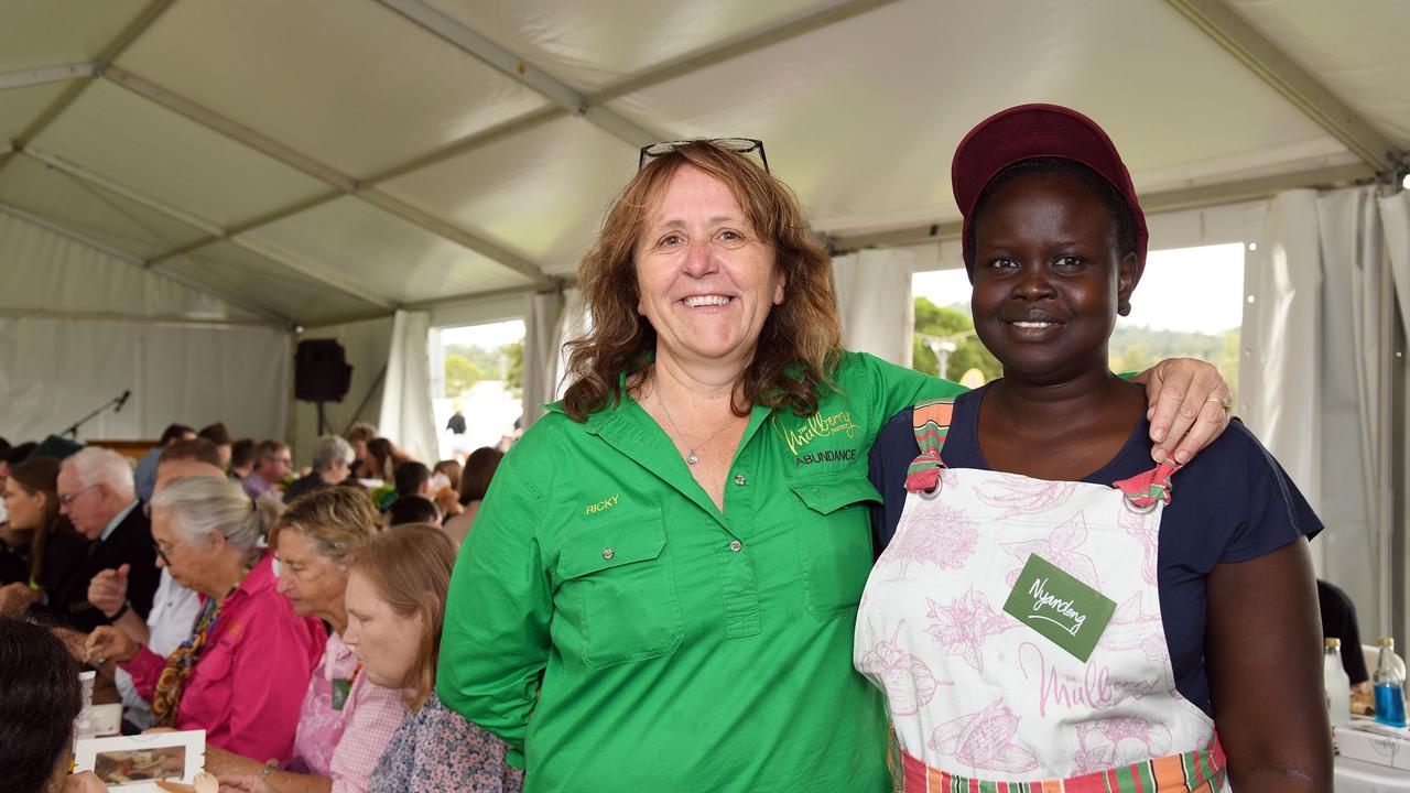 Ricky Adams and Nyandeng Ajak at the Mulberry Project Long Lunch. Heritage Bank Toowoomba Royal Show. Saturday March 26, 2022