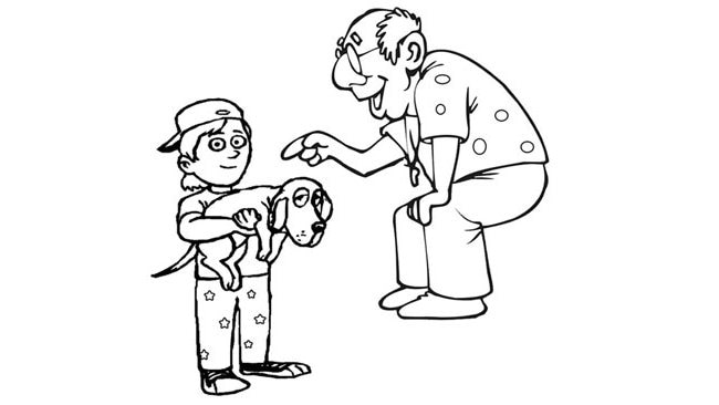 Colouring Page: Grandpa And Grandson 