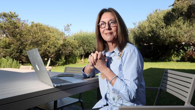 Sue Morphet working from home in Victoria. Picture: David Geraghty