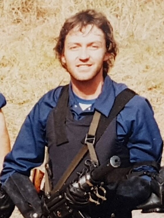 Former Queensland undercover police officer Keith Banks undertaking Emergency Squad training in 1984.