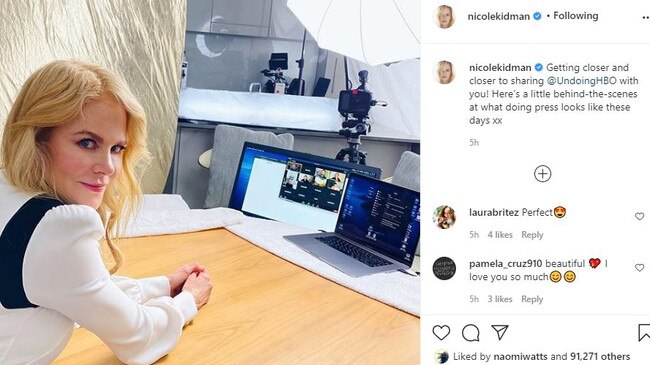 Nicole Kidman's posts “Here’s a little behind-the-scenes at what doing press looks like these days.”