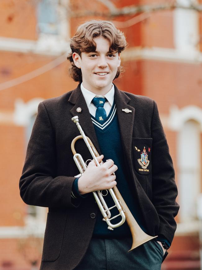 Tom McCarthy played the trumpet outside Nazareth House to let the residents know he was thinking about them. Picture: Chloe Smith