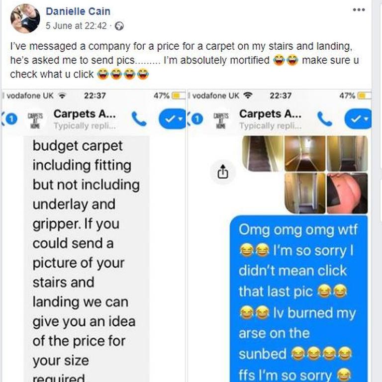 Mum accidentally sends nude photo to carpet installers