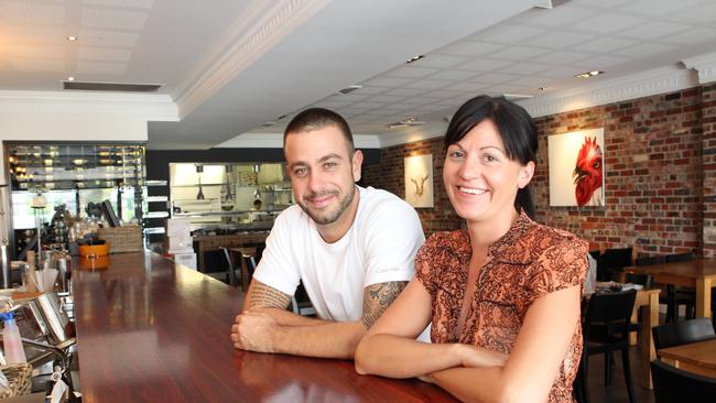 Simon Gloftis pictured at Hellenika Nobby Beach with Manager Beth Clarke in 2011.