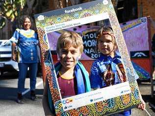 NAIDOC march. Zenhys Doyle and Kirramun Doyle. Picture: Allan Reinikka ROK120719anaidoc7