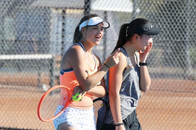 Action from the International Tennis Federation junior tournament at KDV on the Gold Coast. Picture: Tertius Pickard
