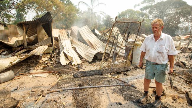 Rex Newton, 70, surveys the remains of his Bunyip North home of 40 years. Picture: Mark Stewart