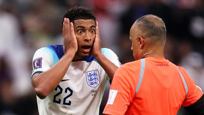 Jude Bellingham couldn’t believe it. Photo by Julian Finney/Getty Images.