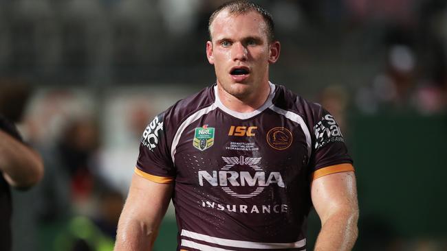 Matthew Lodge in action for the Broncos.