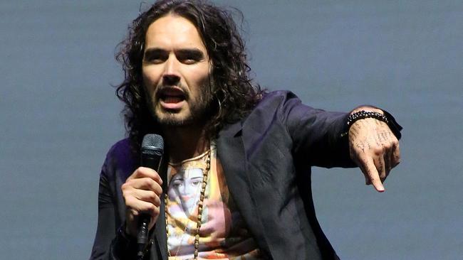 Russell Brand performs at Perth Arena as part of his Trew World Order tour.