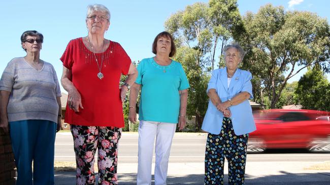 Kay Hull, Barbara Jenkins, Jackie Baker and Anna Kennedy on Colchester Rd. Picture: Stuart Milligan