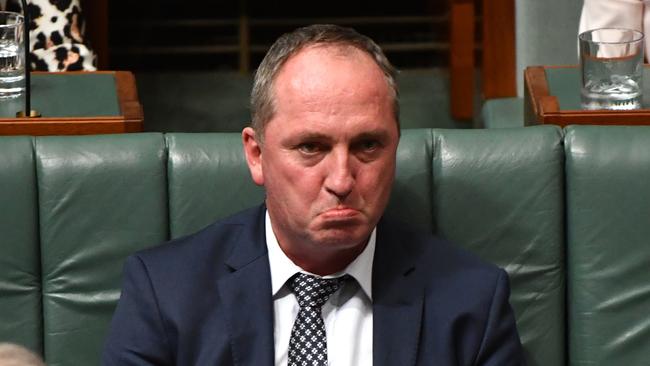 Deputy Prime Minister Barnaby Joyce during Question Time in the House of Representatives at Parliament House in Canberra, Monday, February 12, 2018. (AAP Image/Mick Tsikas) NO ARCHIVING