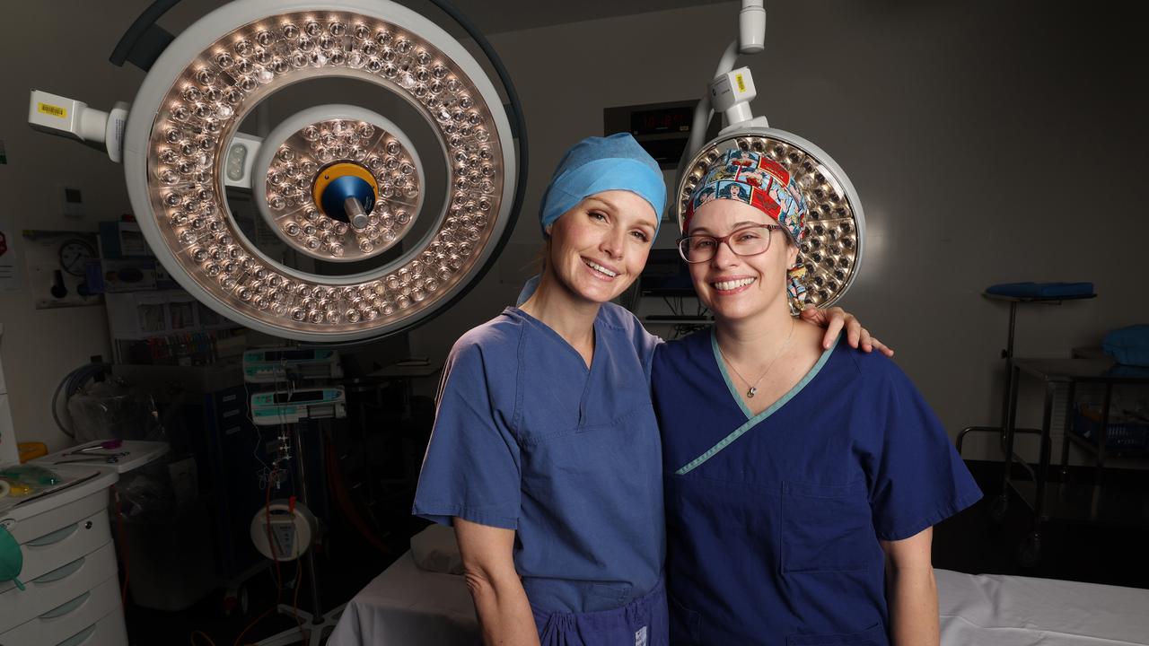 Dr Diana Kennedy and her sister Agustina Frances in surgery. Picture: Annette Dew.