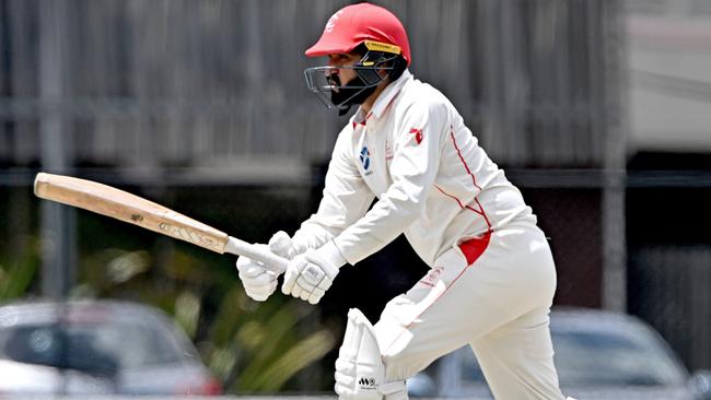 PrestonÃs Shakeel Ahmad during the VSDCA: Preston v Hoppers Crossing cricket match in Preston, Saturday, Jan. 27, 2024. Picture: Andy Brownbil