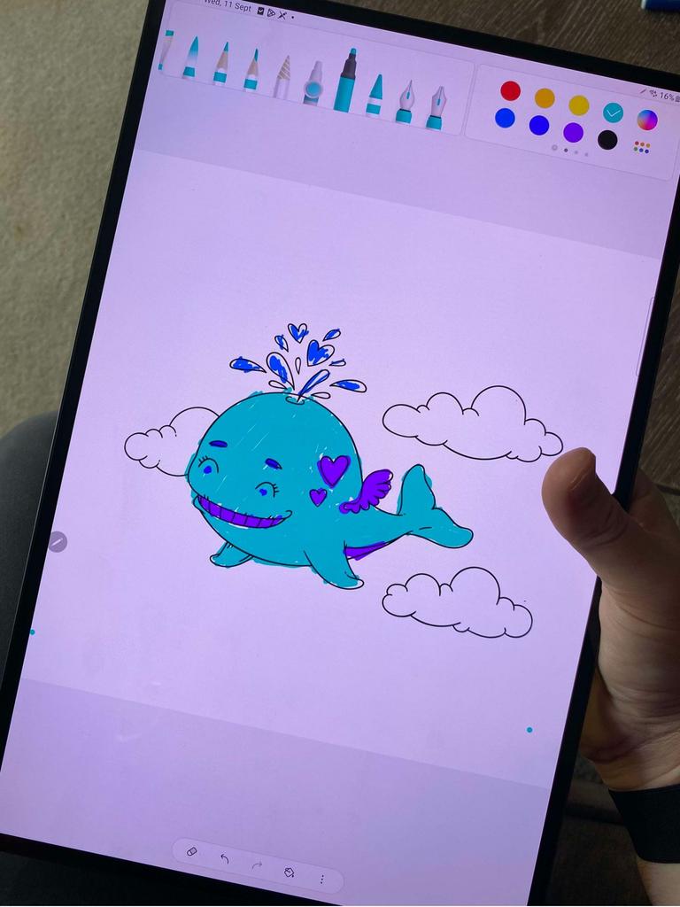 Samsung's Galaxy Tab S9 Ultra has a colouring in app which is quite fun to use. Picture: Troy Nankervis