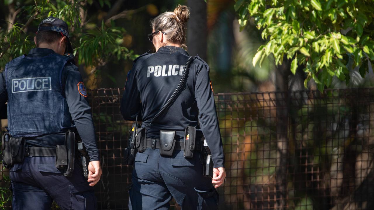 Police officers on the scene in Gardenia Street on Tuesday. Picture: Pema Tamang Pakhrin