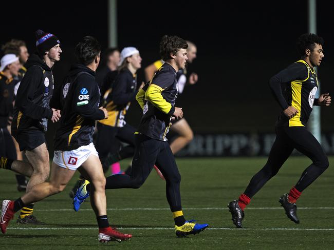 TSL Tigers train with strict social distancing at Kingston. Picture: CHRIS KIDD