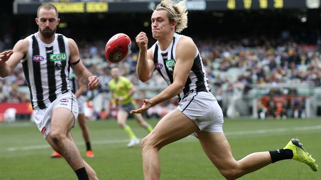 Should the Magpies pick Darcy Moore to take on the Tigers? Picture: Michael Klein