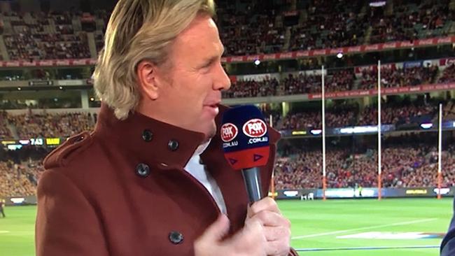 Dermott Brereton's choice of jacket has sparked a social media storm. Picture: Twitter