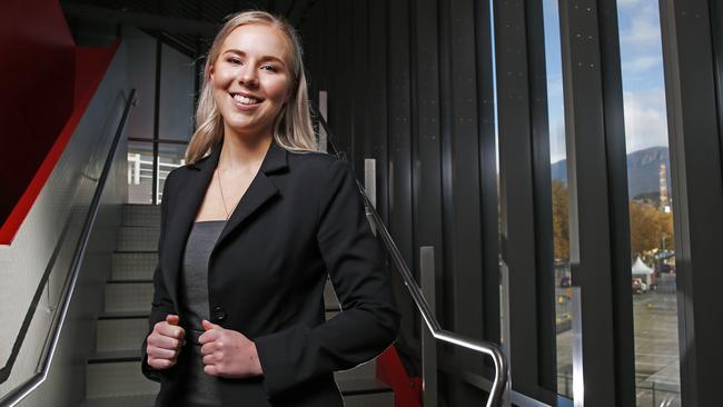 Kimberley Odgers, 25 of Hobart will be one of the first students to benefit from the no-fee study for tourism and hospitality workers. Picture: Zak Simmonds