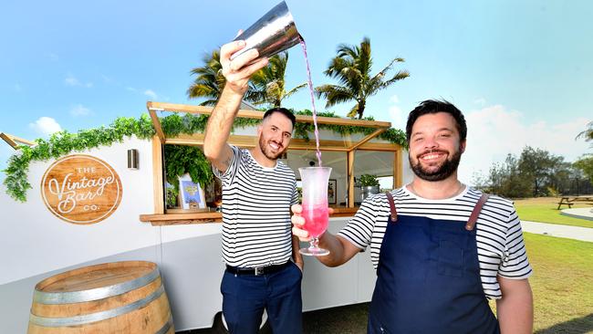 Co Founders of the The Vintage Bar Co, Cody Coulton and Alex Jones are debuting their cocktail van at The Ville. Picture: Alix Sweeney