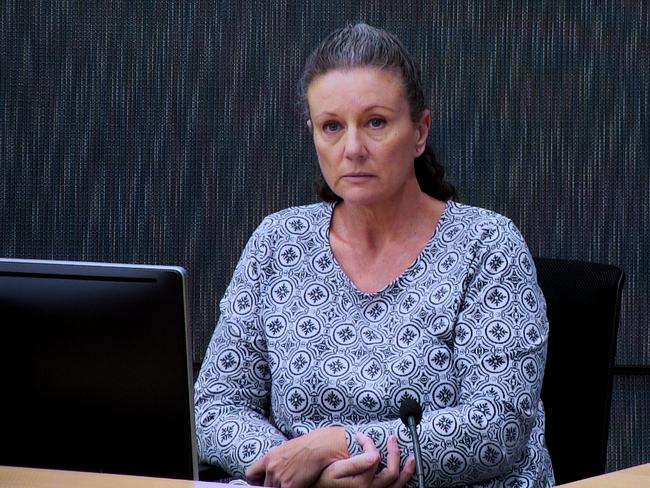 Kathleen Folbigg appears via video link during a convictions inquiry at the NSW Coroners Court, Sydney, Wednesday, May 1, 2019. An Inquiry continues into convictions of "baby killer" Kathleen Megan Folbigg. (AAP Image/Joel Carrett) NO ARCHIVING