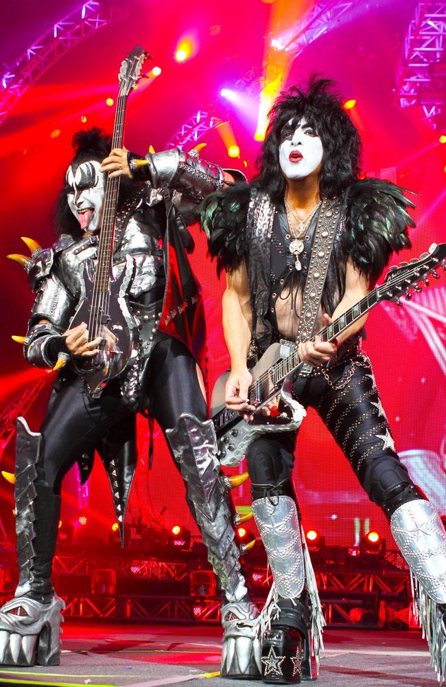 Rock band Kiss – including Gene Simmons and Paul Stanley (pictured) – said experts have advised them to cancel meet-and-greets. Picture: Al Soluri