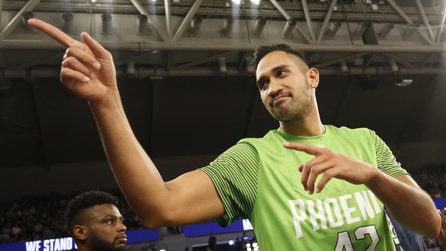 Injured Phoenix star Tai Wesley on the bench. Picture: Getty Images