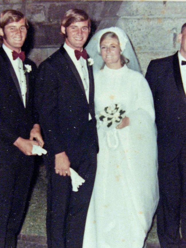 Chris Dawson with his wife Lyn on their wedding day. Lynnette went missing in 1982.