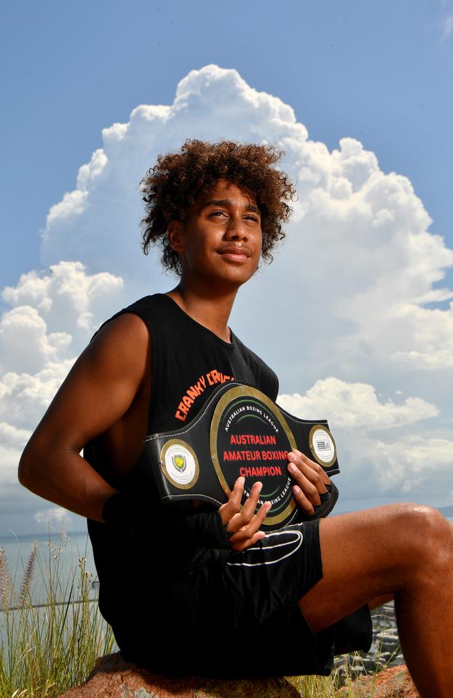 Junior boxing champ Earleeo Cole, 14, on Castle Hill. Picture: Evan Morgan