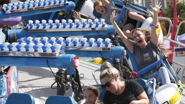 Daisy Cross enjoys a ride at the Gold Coast Show held the Broadwater Parklands, Gold Coast, Sunday, September 3, 2023. Photo: Regi Varghese