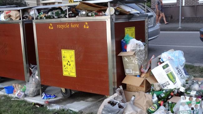 Rubbish piled up on East Esplanade has been an issue for Manly residents. Picture: Supplied