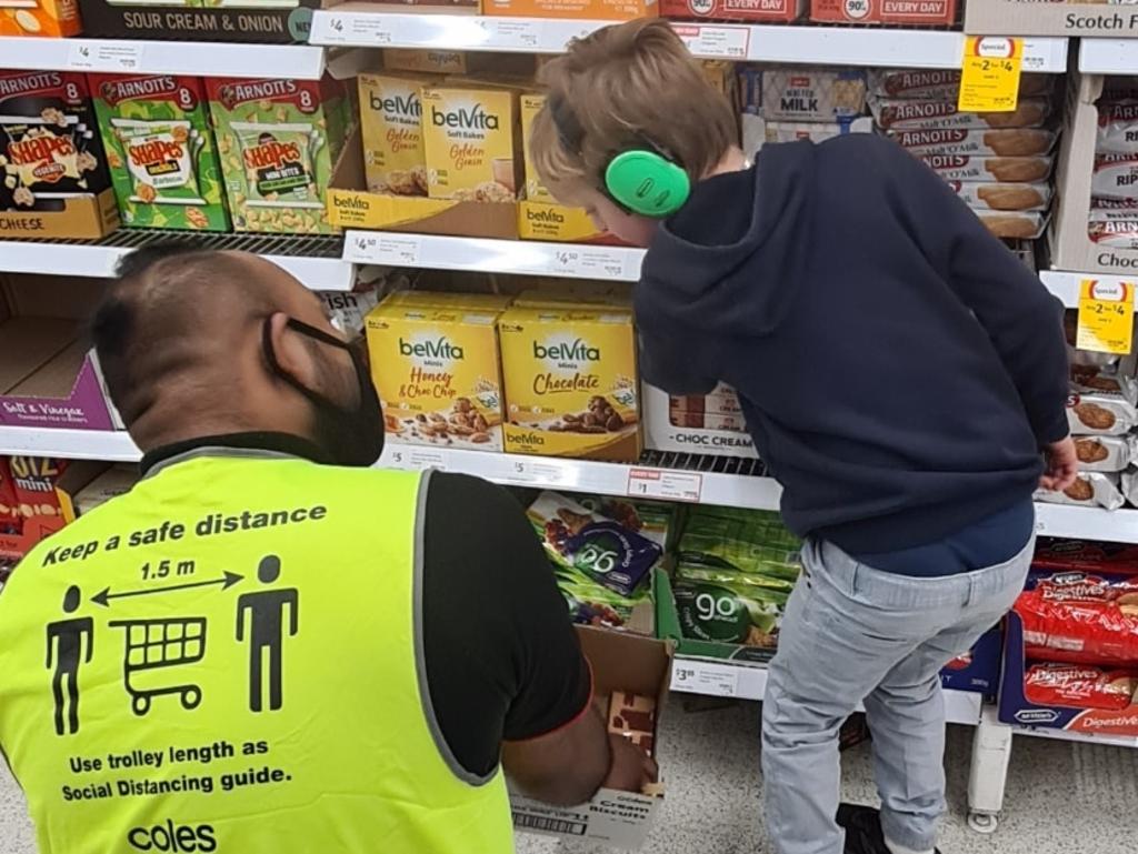 A delighted dad has shared the encounter his non verbal son with autism had with an ‘amazing’ Coles worker. Picture: Facebook/DaveGamble