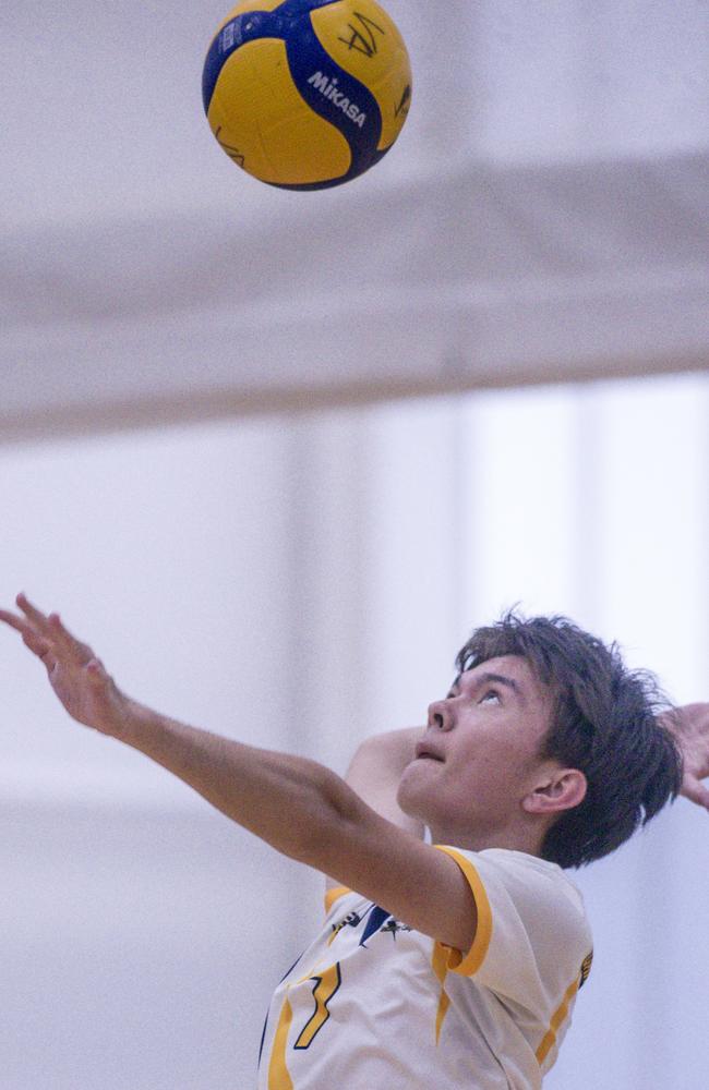 Kody Taiga as Reynella V Carrum Downs in the Australian Volleyball Schools Cup is being played at the Gold Coast Sports and Leisure Centre in Carrara. Picture: Glenn Campbell