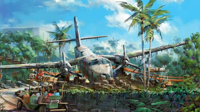 A render of what the historic RAAF Caribou A4-179 will look like at Dreamworld. Picture: Supplied