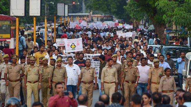 Senior and resident doctors take part in a protest and nationwide strike. Picture: Ritesh Shukla/Getty Images