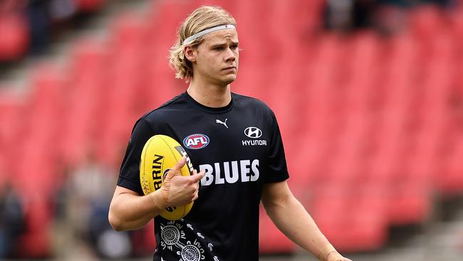 The Blues are confident they can retain Tom De Koning. (Photo by Cameron Spencer/AFL Photos/Getty Images)