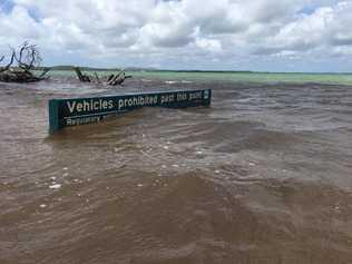 Troy Walton‎ shared this picture to popular Facebook page I got bogged at Inskip Point. Campers are being told to leave the area with Tropical Cyclone Oma's arrival. 