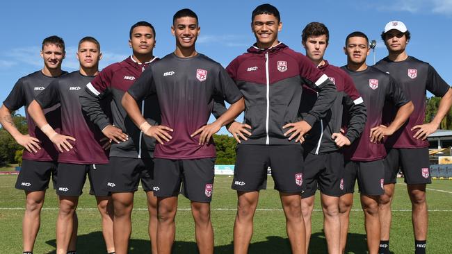 Tristan Powell, Reece Walsh, Carsil Vaikai, Alofiana Khan-Pereira, Brendan Piakura, Toby Sexton, Juwan Compain and Xavier Coates. Picture: Scott Davis/NRL